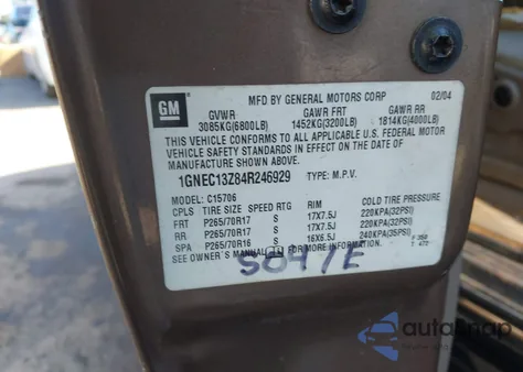 2004 Chevrolet Tahoe Lt from USA, damaged, VIN 1GNEC13Z84R246929